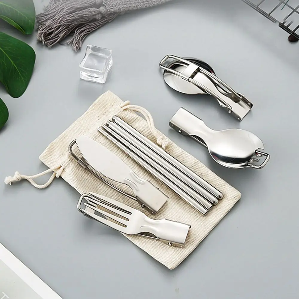 for Salad Food Kitchen Tool Scraper Dining Coffee Spoon Chopsticks Folding Fork Folding Cutlery Set Tableware Serving Spoon