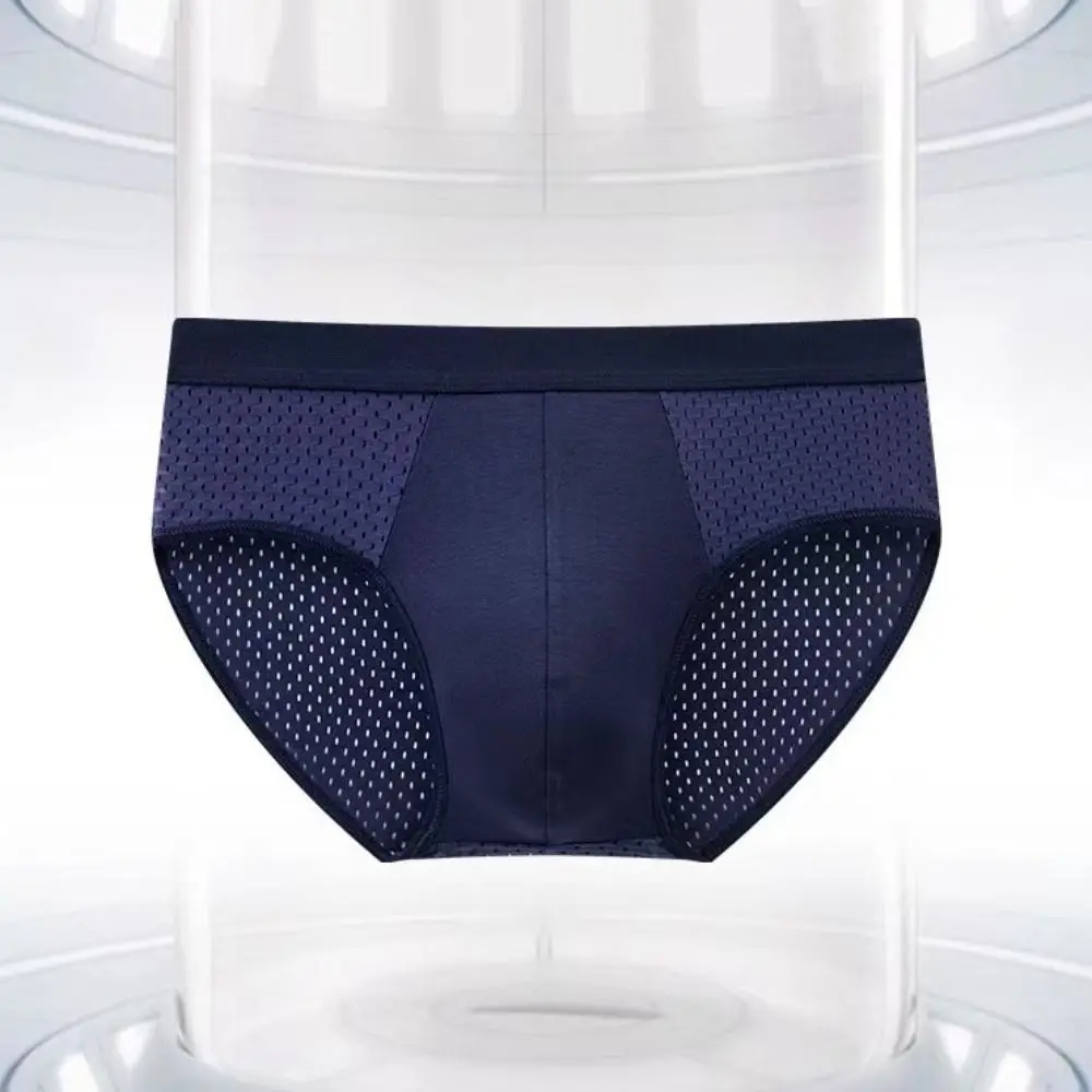 

4PCS Low Waist Men Mesh Panties Briefs Male Lingerie Male Thin Panties Oversize Elastic Ice Silk Triangle Underwear Four Seasons