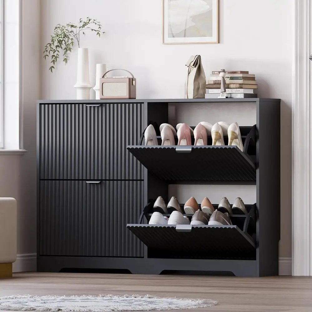 

Spacious Shoe Storage Cabinet with 4 Drawers and Adjustable Shelves for Entryway