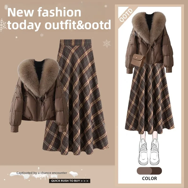 

Cotton Jaet And High Waist Skirt Two Piece Set for Women Ele Slimming Sle Korean Loose Fit Long Sve