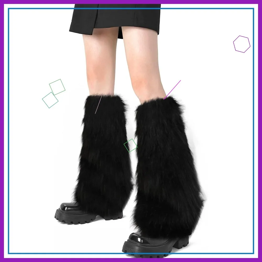 

Faux Fur Fuzzy Leg Warmers Furry Boot Covers for Women, Warm Boot Cuffs for Party Costume