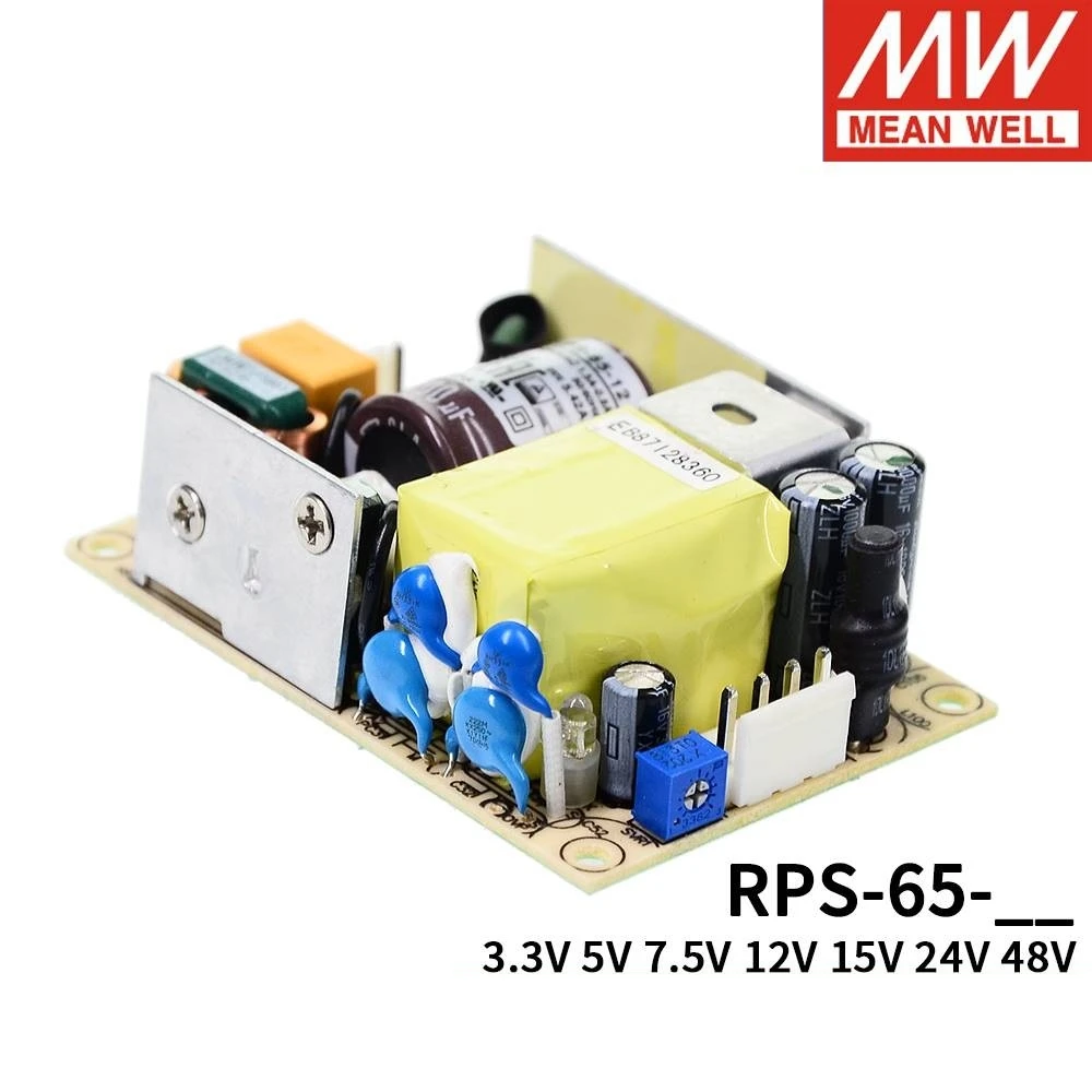 MEAN WELL RPS-65-5 RPS-65-7.5 RPS-65-12 RPS-65-15 RPS-65-24 RPS-65-48 alimentatore a commutazione medica PCB bassa corrente di dispersione MW