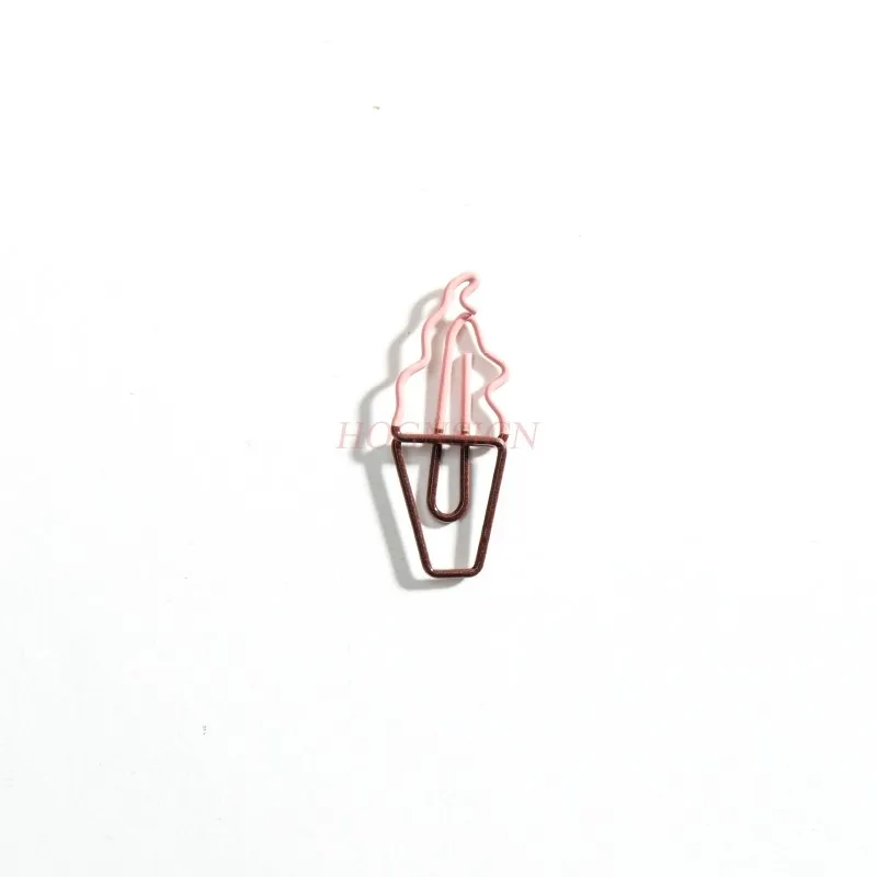 24pcs Ice Cream Colorful Metal Paper Clips Boxed Geometric Shape Small Cute Paper Clips