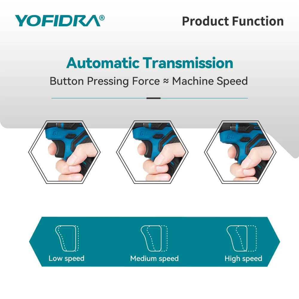 YOFIDRA 900N.M 13MM Bürstenlosen Elektrischen Schlagbohrmaschine 20 + 3 Drehmoment Handheld Bohren Schraubendreher Power Tool Für Makita Batterie pin – Detail 10