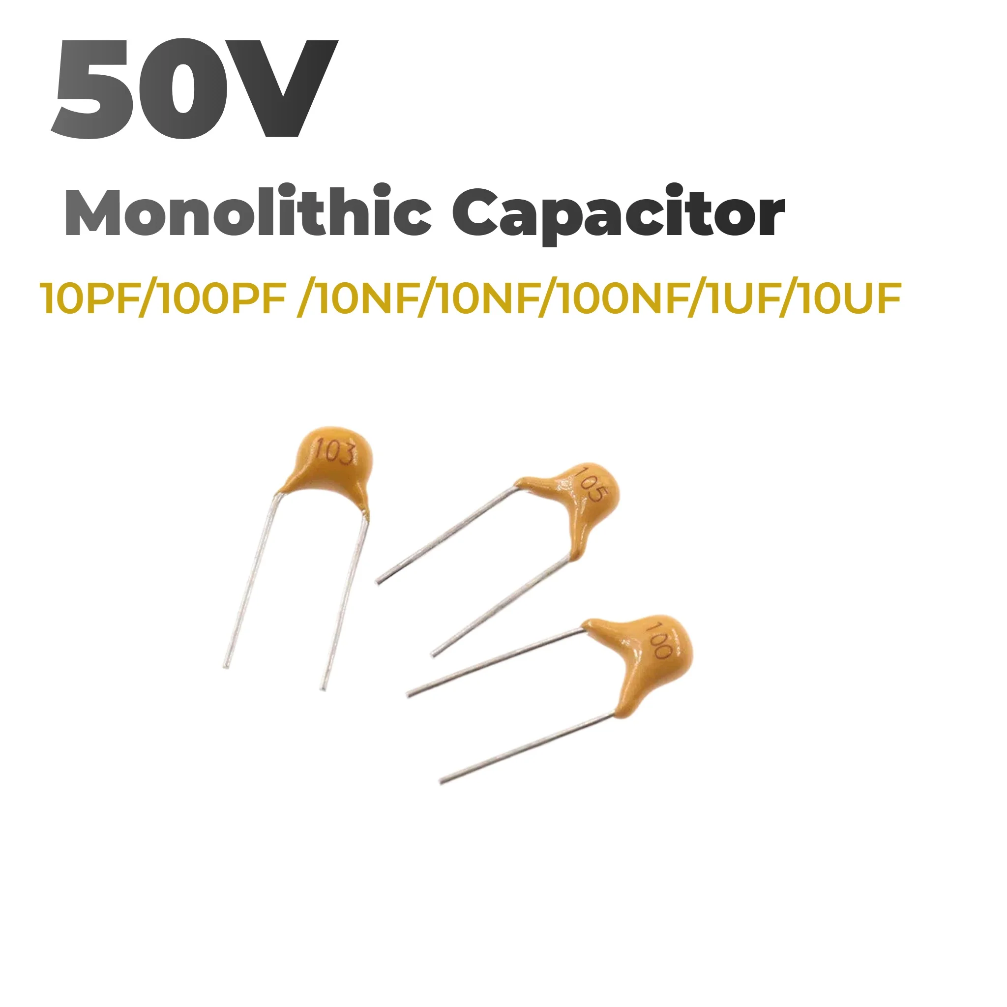20PCS Monolithic Ceramic Capacitor 50V 10PF‑10UF 101 102 103 104 105 106 Radial Lead Disc Capacitor For Electronic Circuit