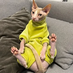 Sphnyx Clothes for Cat, Thick Fleece Coat Long sleeves Turtleneck Sweater for Kittens 4-legged Loungewear for Kittens in Winter