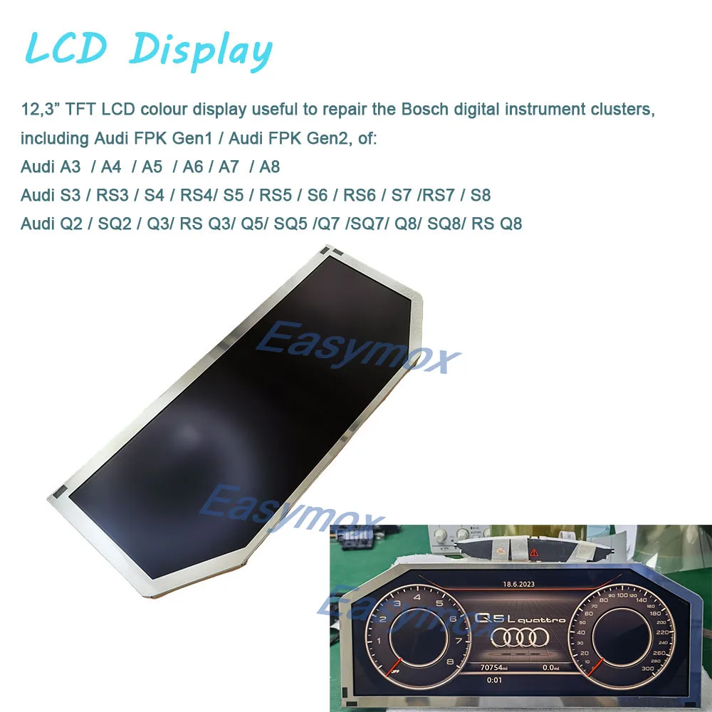 LAM1233555D 12.3” Inch  Car LCD Display for Audi A3 A4 A5 A6 A7 A8 S RS Q Seires Instrument Cluster Dashboard Screen