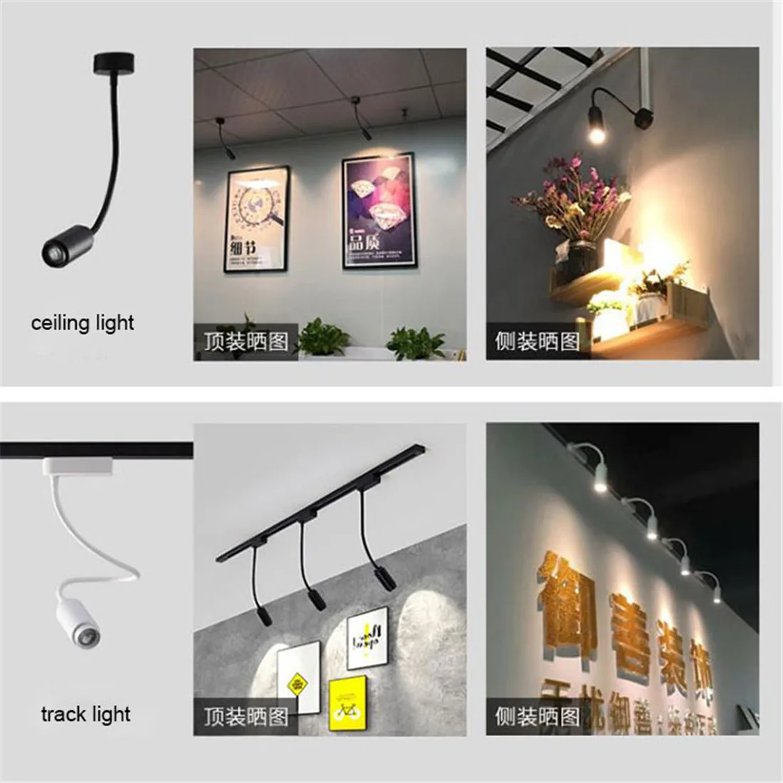 Track Light, zoomable gooseneck Adjustable Beam Angle Rail lamp, Clothing Shoes Shop Zoom Exhibition Gallery ceiling wall Lamp