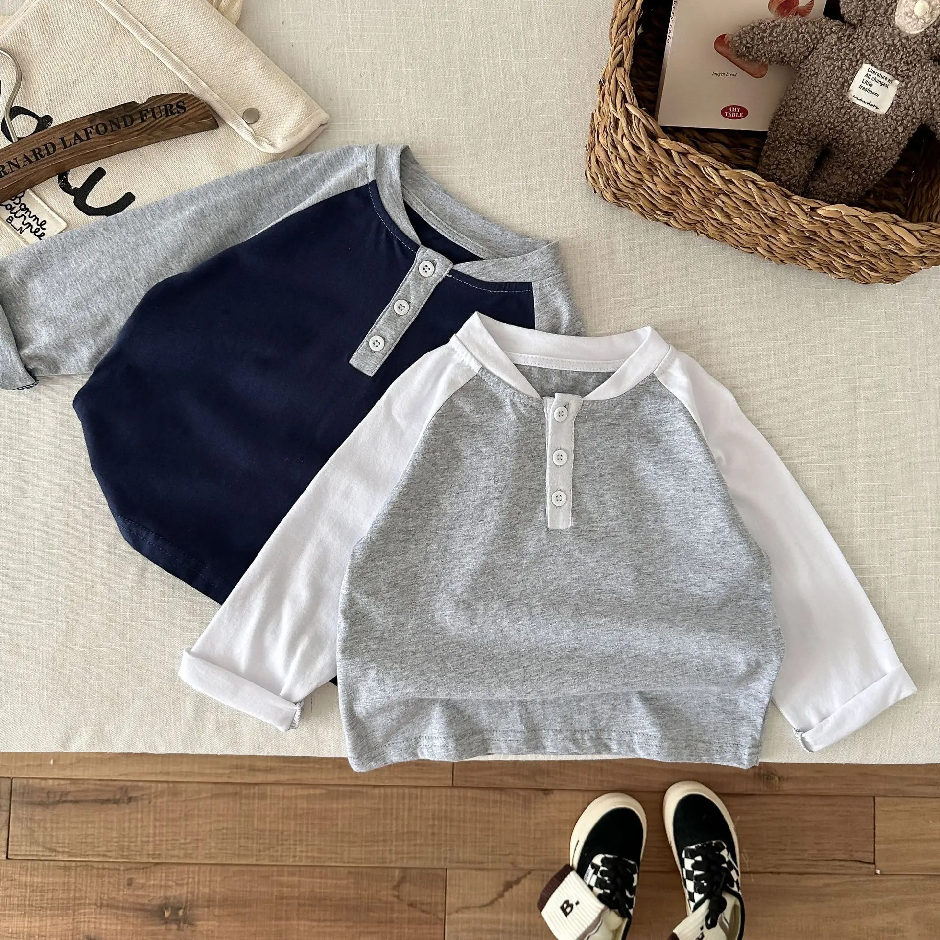 

2025 Autumn New Boys Girls Long Sleeve T Shirts Kids Casual Polo Shirts Baby Cotton Tee Toddler Pullover Children Clothes