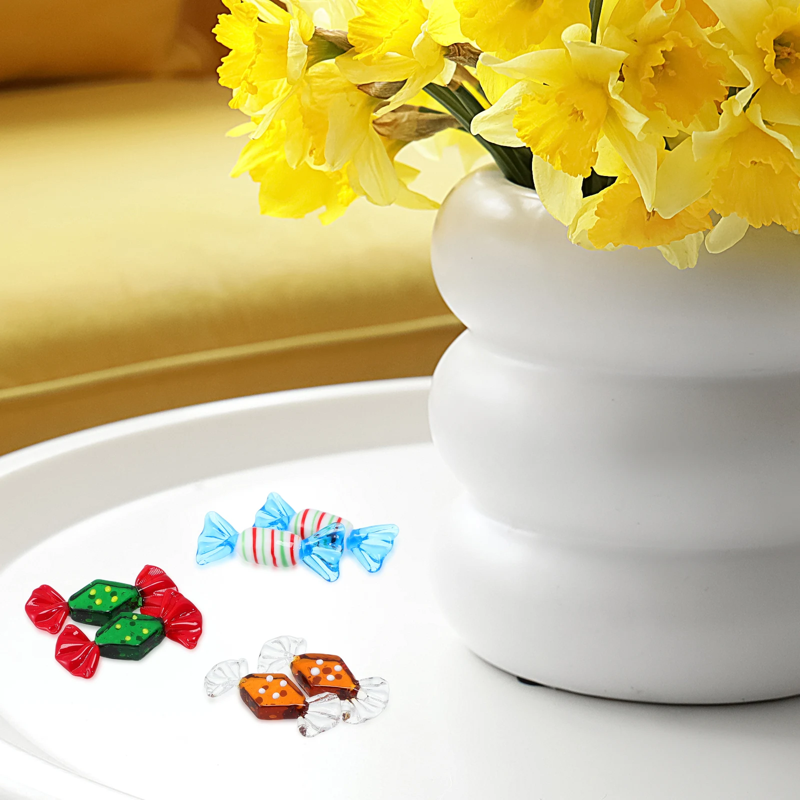 

12Pcs Simulated Candy Decor Bright Glass Candy Ornament for Indoor Outdoor Decoration Chic Home Office Decor Idea