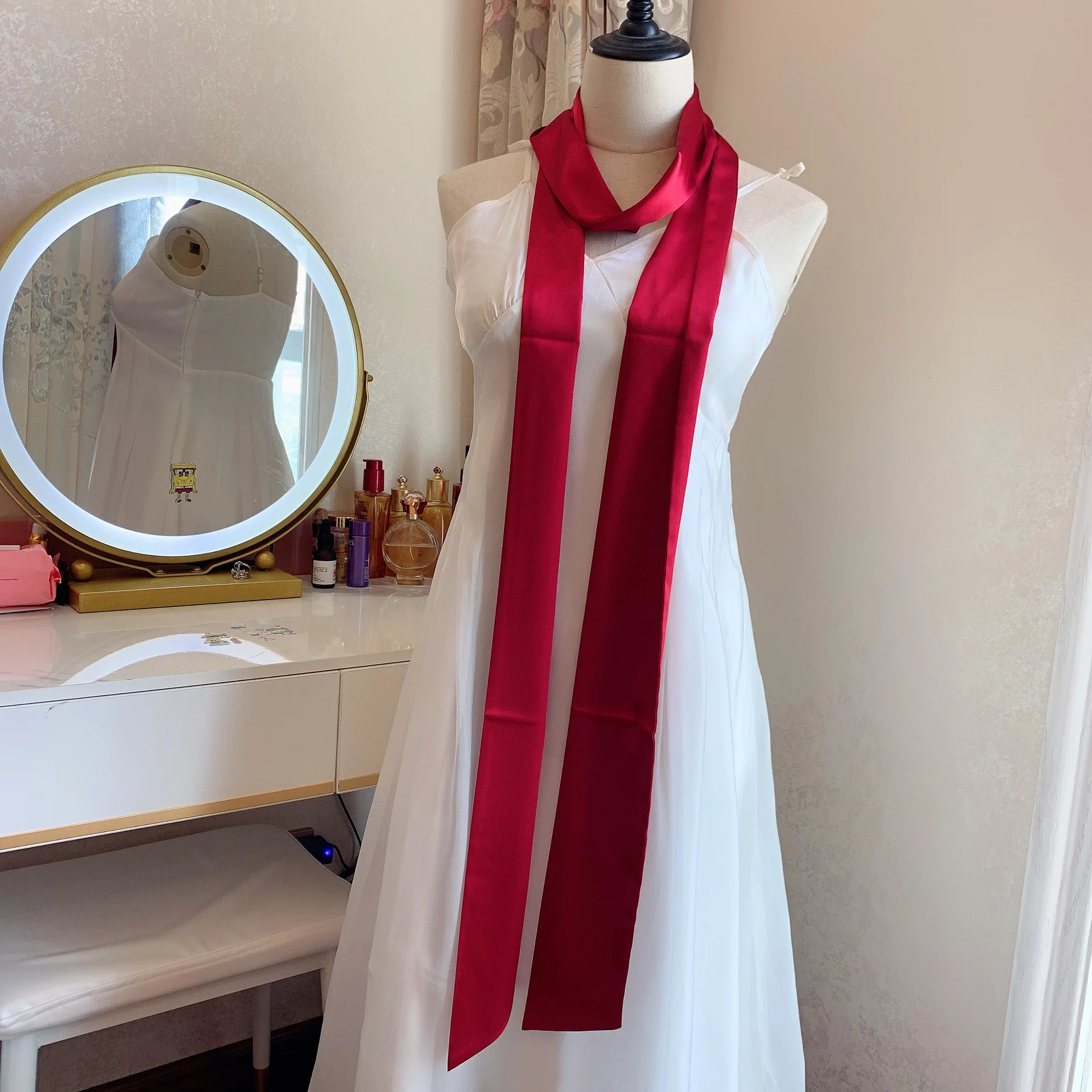 

Шелковый сатиновый платок 9,5x250 см, универсальный аксессуар: шарф, повязка для волос, лента для сумки, пояс