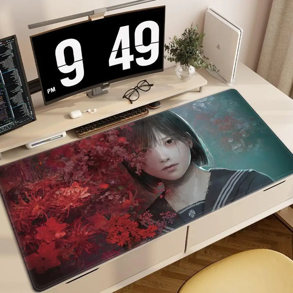 Alfombrilla de ratón de juego s-silent Hill f Horror, antideslizante, gruesa, grande, Lockedge de escritura, cojín para juegos de estudiantes de oficina