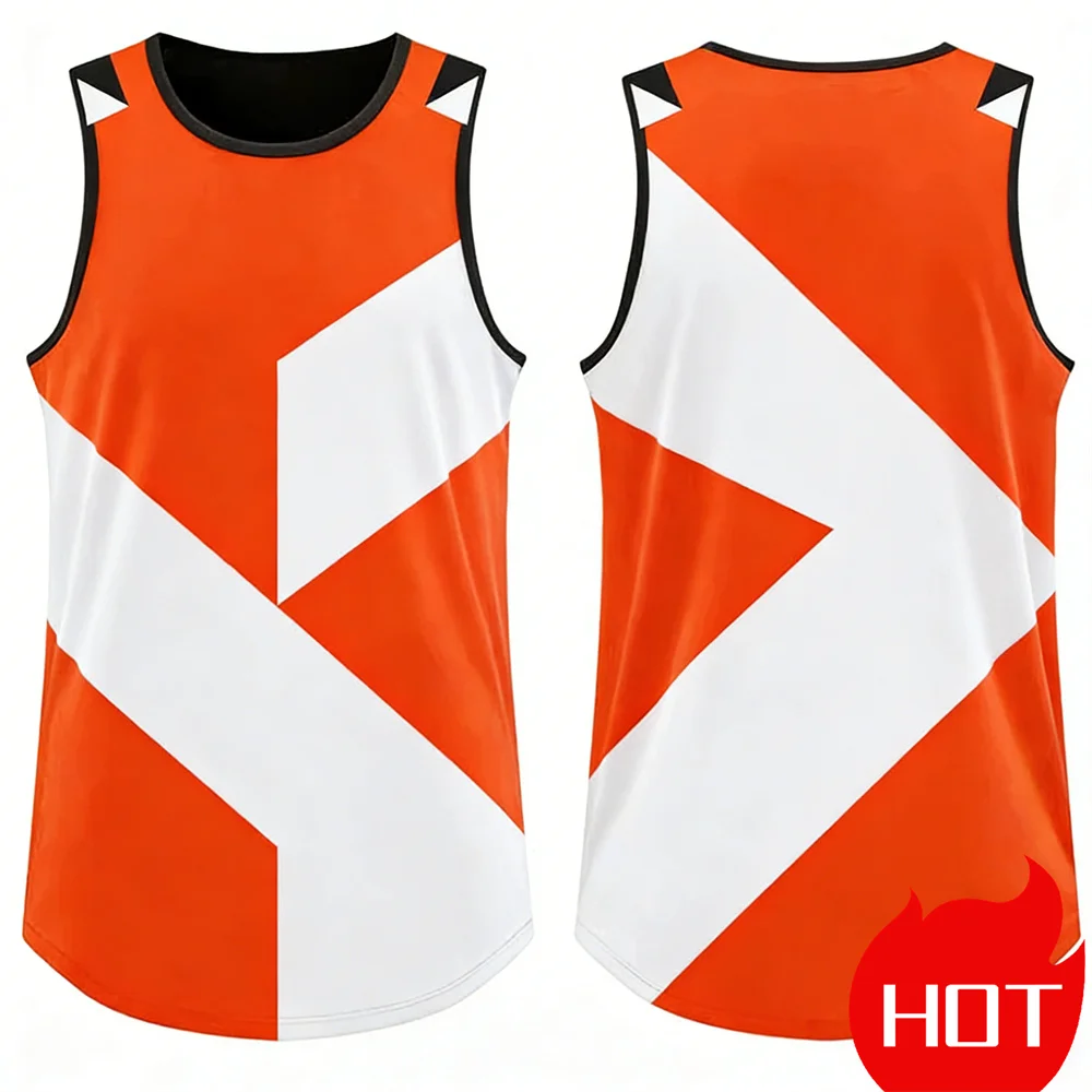 Summer Casual Striped Tank Top Round Neck Sleeveless T-Shirt 100% Polyester Basketball Jersey Quick Drying Sport Basketball Vest