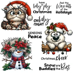 Mangocraft Cute Christmas Snowman Cat Dog Cutting Dies Clear Stamp Stencil DIY Scrapbooking Metal Dies Silicone Stamp For Cards