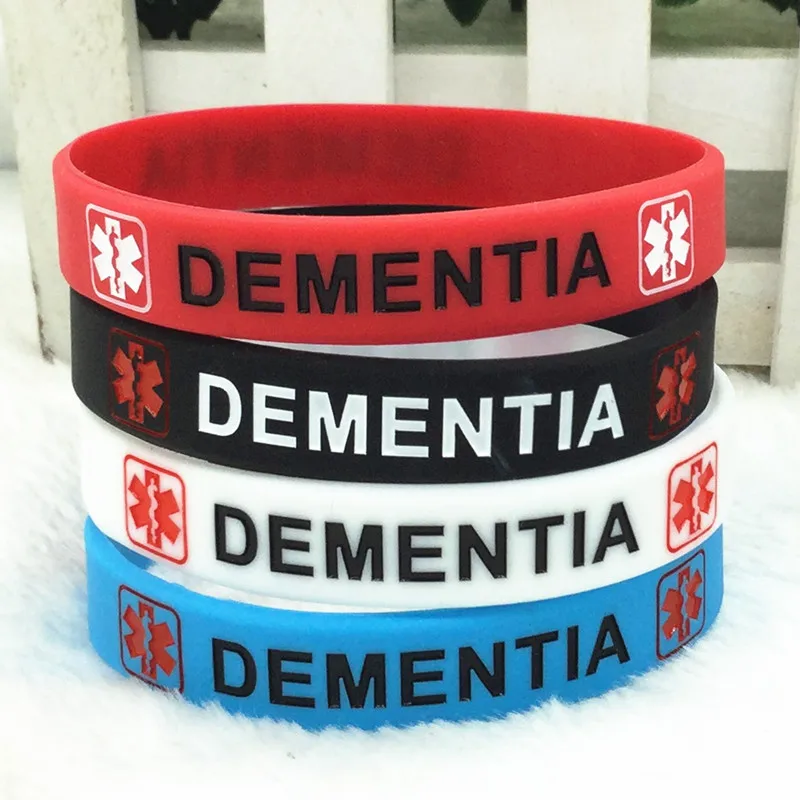 1pc/4pcs dementia medical alert rubber bracelet silicone wristband