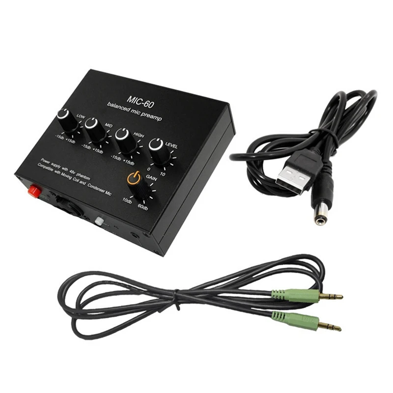 

Balanced Dynamic Microphone Amplifier Music Audio Amplifier MIC-60 With 48V Phantom Power