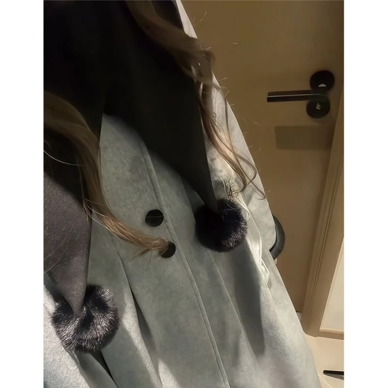 Japanese Gothic Lolita Long Wool Coat Women Vintage Long Sleeve A Line Winter Overcoat Casual Girls Sweet Loose Outerwear Tops