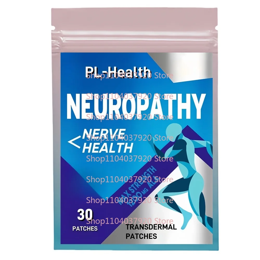 30 Patches Nerve Relief Transdermal Patches with Alpha Lipoic Acid, Maximum Strength Peripheral Support for Feet Hands Legs