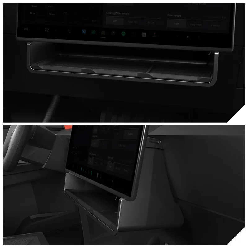 صندوق معلق للتخزين تحت الشاشة لـ Tesla Cybertruck 2025 + صندوق تخزين التحكم المركزي أداة مكتب درج اكسسوارات السيارات