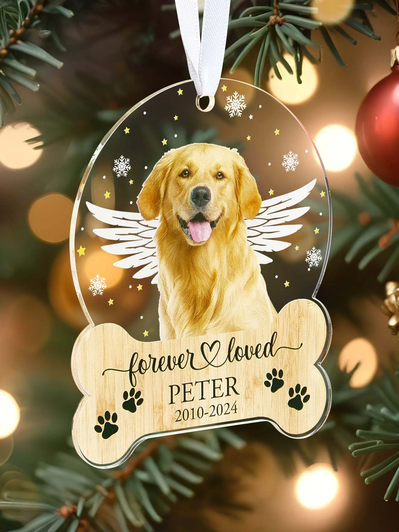 Custom Pet Photo Ornament Personalized Memorial Hanging Decor Acrylic Pet Keepsake Christmas Gift for Pet Lover In Loving Memory image 2