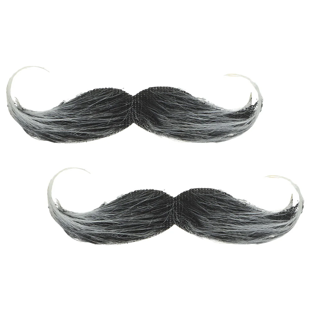 

2 Pcs Brown Beard Halloween Grey Sticker Realistic Mustache For Cosplay Man