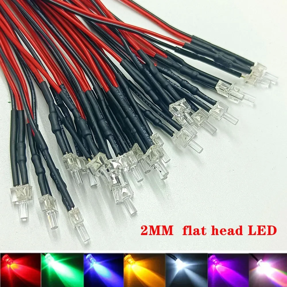 20 sztuk 3V-12V 1.8mm 2mm LED czerwony/zielony/niebieski/żółty/UV/pomarańczowy/różowy/ciepły/biały/lodowy błękit/RGB wstępnie okablowane diody