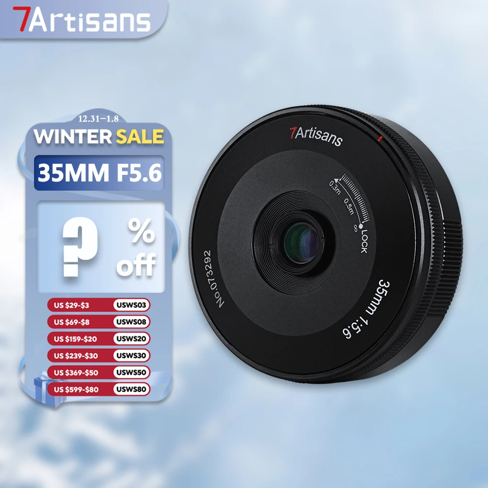 

7artisans MF Full Frame 35mm F5.6 Ultra-thin Pancake Lens for Camera Photography with Sony E A6400 Nikon ZFC Canon RF L Mount