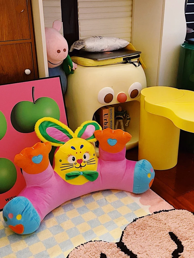 Cute Cartoon Rabbit Backrest Pillow Original Design Office Chair Lumbar Support Pillow Birthday Gift Plush Fabric Modern Simp...