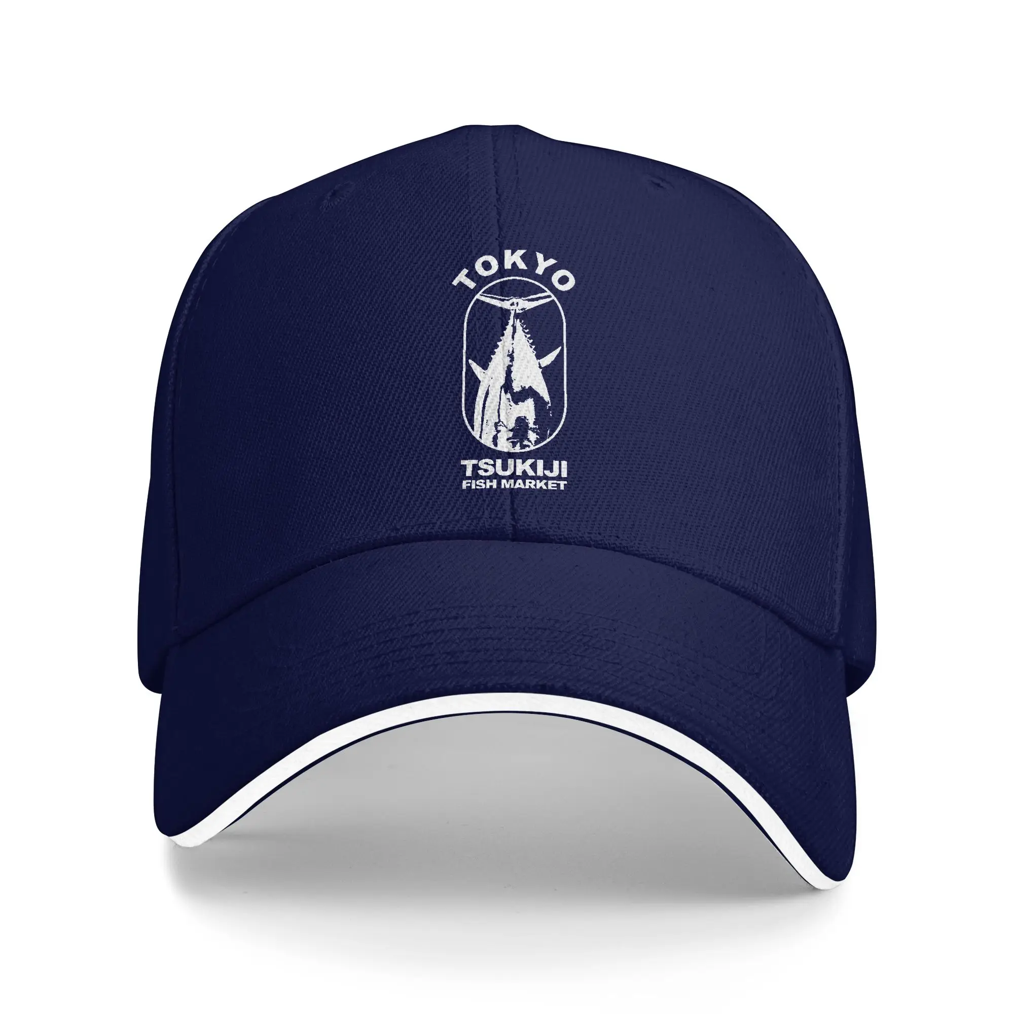 Tokyo Tsukiji Fish Market Retro Japan Sandwich Hat Unisex ,Fashion Fresh Seafood Sun Caps Adjustable Snapback Caps Baseball Cap