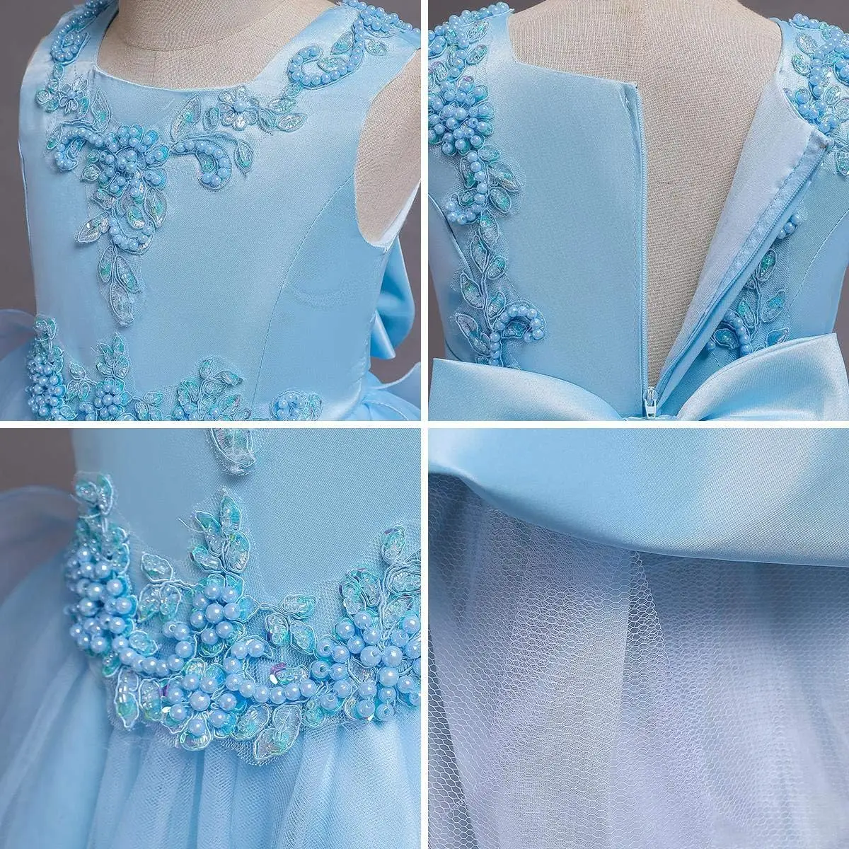 Flower Girl Dress Princess Fluffy Chiffon Dress,Bridesmaid Wedding,Communion BirthdayParty Celebration,Maxi Children's Ball Gown