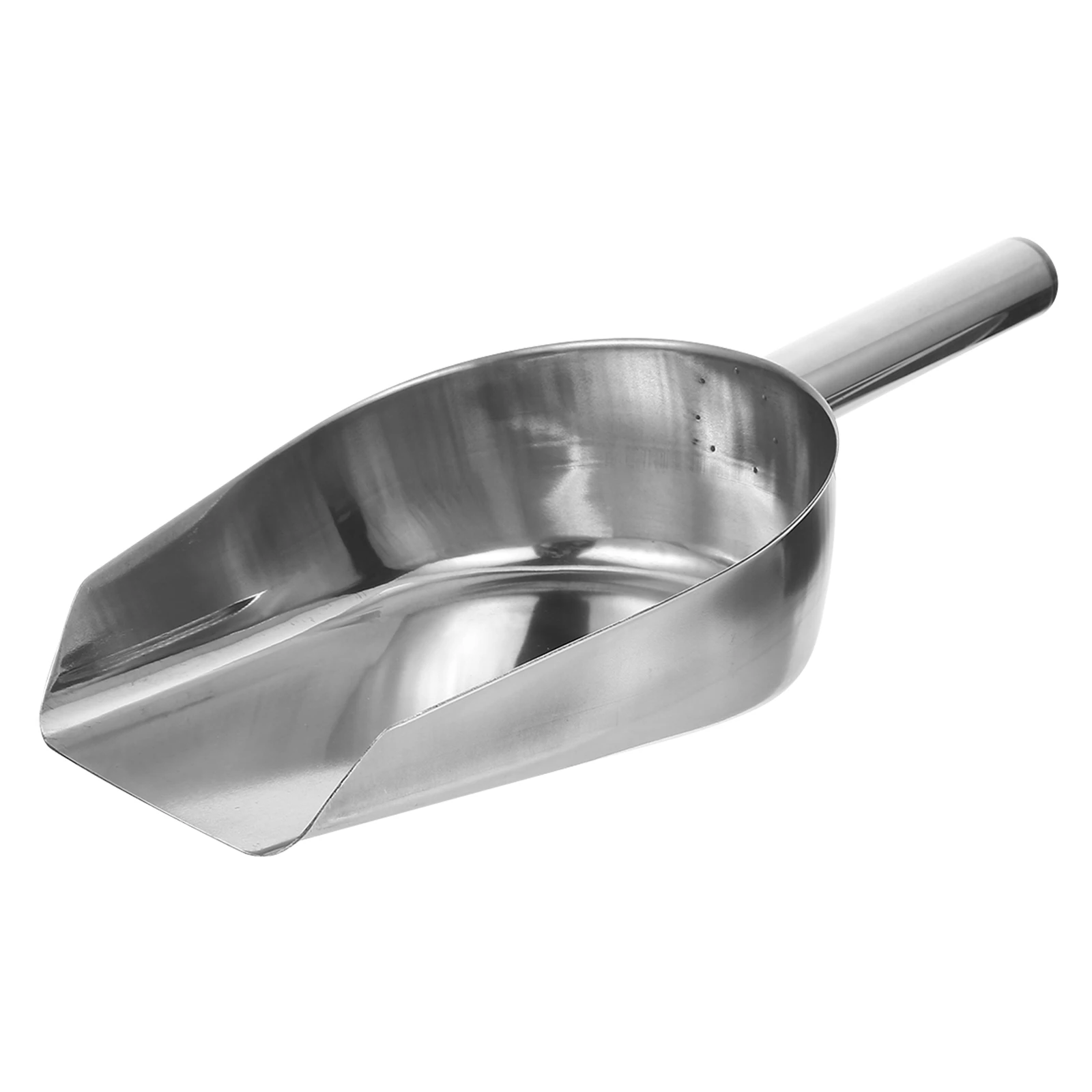 10 Inch Stainless Steel Ice Scoop Multipurpose Food Scoop Flour Shovel Grain Shovel Ice Cube Shovel Flat Concave Bottom Optional