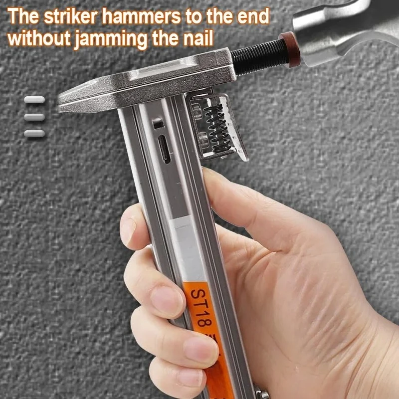 Woodworking Gun Tacker Manual Steel Nail Gun ST18 Semi Automatic Cement Nail Gun Wire Slot Nailing Device Nailing Machine view 3