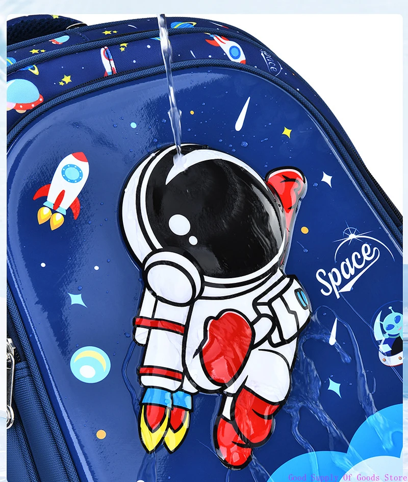 Bolsa de ombro infantil dos desenhos animados 3d estereoscópico astronauta mochila à prova dwaterproof água criança menino sonho escola primária