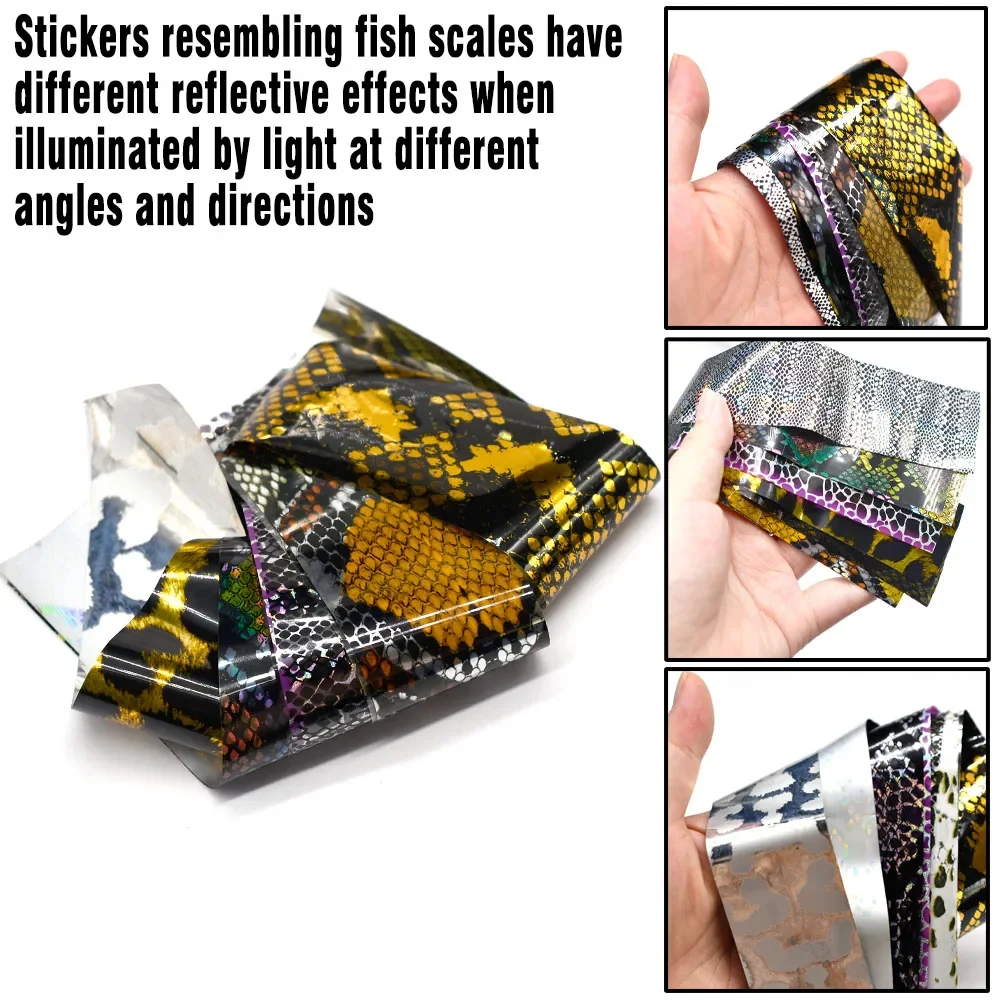 MNFT 10Pcs/Pack Fish Scale Lure Colored Laser Paper Film None Sticker Jig Hard Bait DIY Fishing Lure Accessories