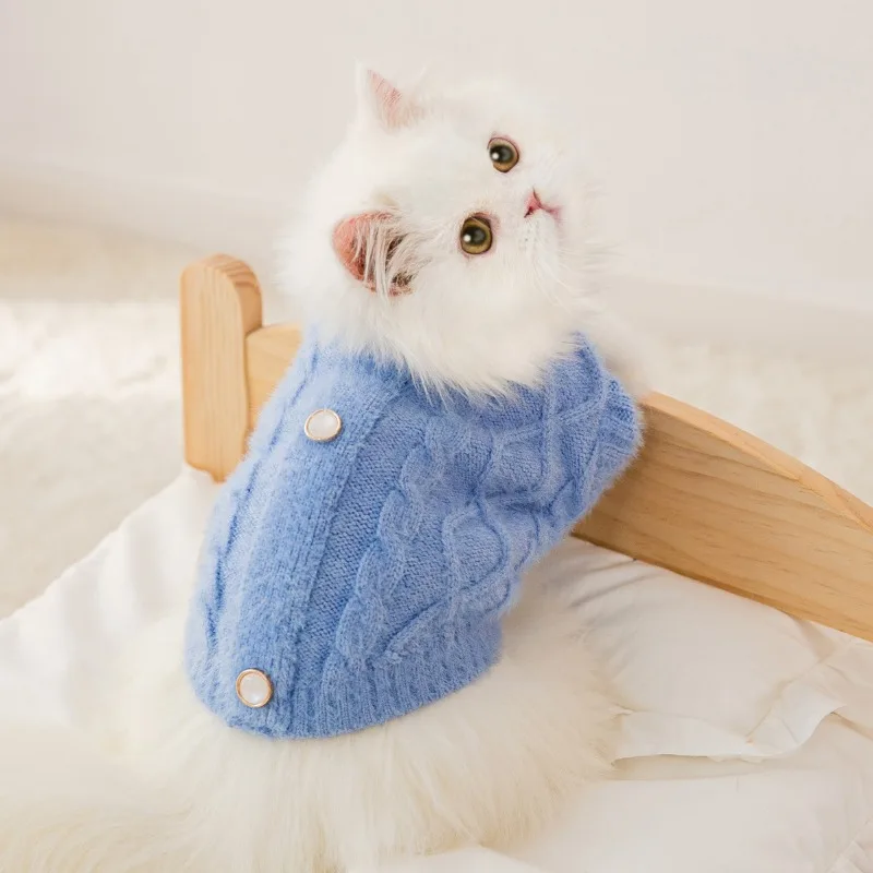 New autumn and winter warm imitation mink cashmere knitted cat sweater baby cats puppy dog two feet clothing spring pet clothes