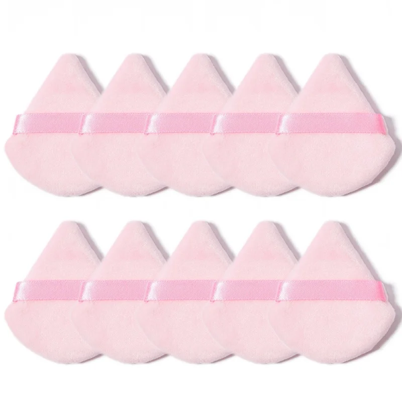 10 Pieces Powder Puff Face Triangle Makeup Sponge Soft Velour Puffs for Loose Powder Setting Powder Blender Foundation Sponge