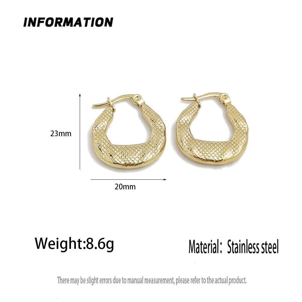 7 pcs Stainless Steel Gold Textured Hoop Earrings Multi Style Hammered C Shape Earring Set for Women