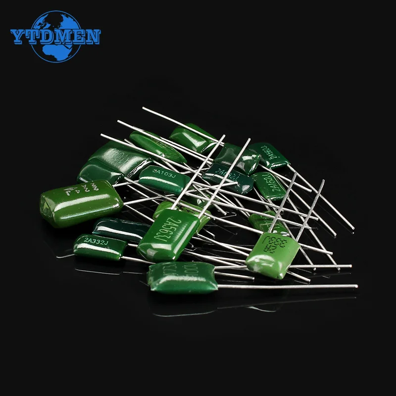 180PCS 100V Polyester Film Capacitor Assortment Kit 2A102J-2A822J 18Values *10pcs 102 222 472 103 223 1NF 2.2NF 10NF 100NF 0.1UF