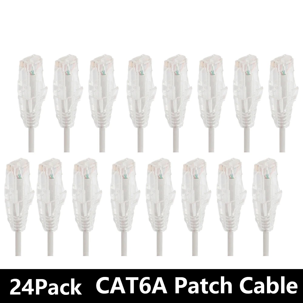 24Pack Cat6a Ethernet Patch Cable Slim UTP 0.5/1/2FT 10G 28AWG POE Lan Cable CAT6/6A Patch Panel to Switch