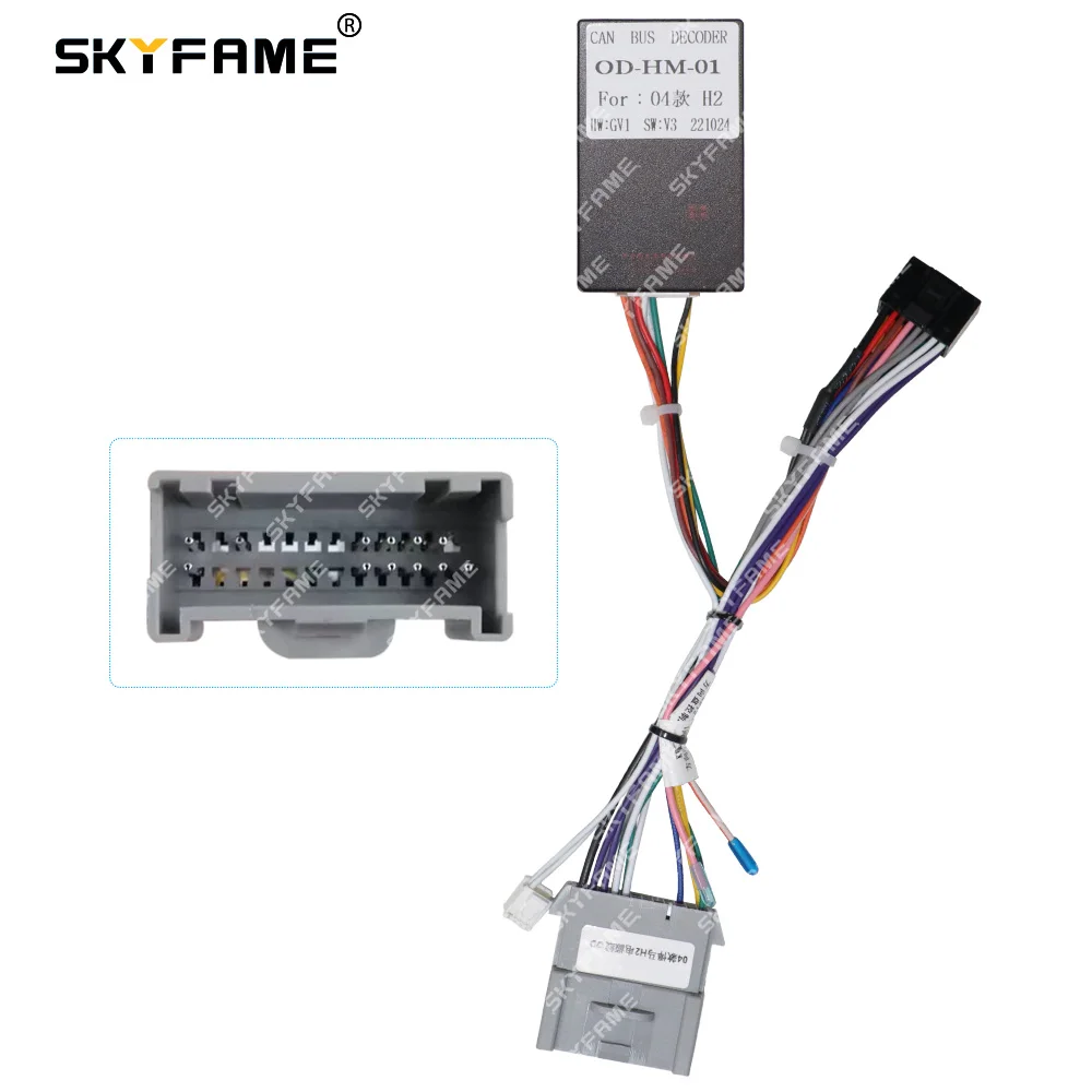 

SKYFAME Car 16pin Wiring Harness Adapter Canbus Box Decoder Android Radio Power Cable For Hummer H2 OD-HM-01