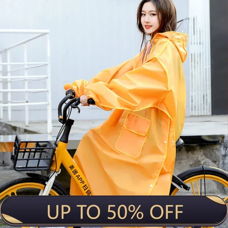 Yellow Long Raincoat Electric Motorcycle Rain Poncho Transparent Rain Coat Increase Thick Waterproof Suit Adult Impermeable Gift