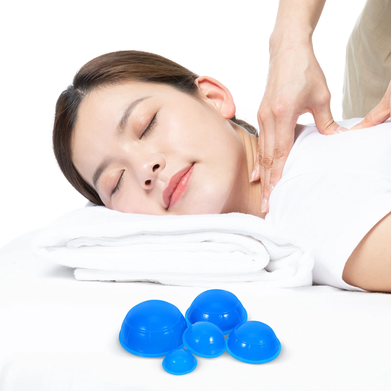 12 pezzi set ergonomico per terapia di coppettazione in silicone anticellulite sollievo dal spasmo muscolare massaggiatore per tutto il corpo coppettazione in silicone blu