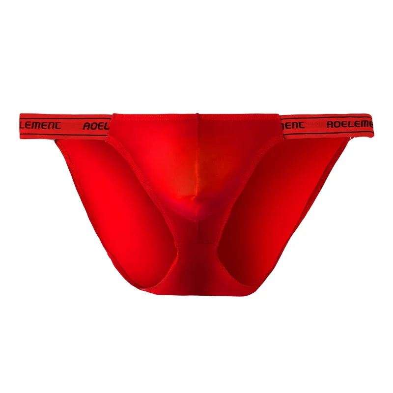 Panties Men's Solid Color Elastic Skinny Sexy Low Waist Ice Silk High Fork Thong Fitness Sports Comfortable Triangle Shorts