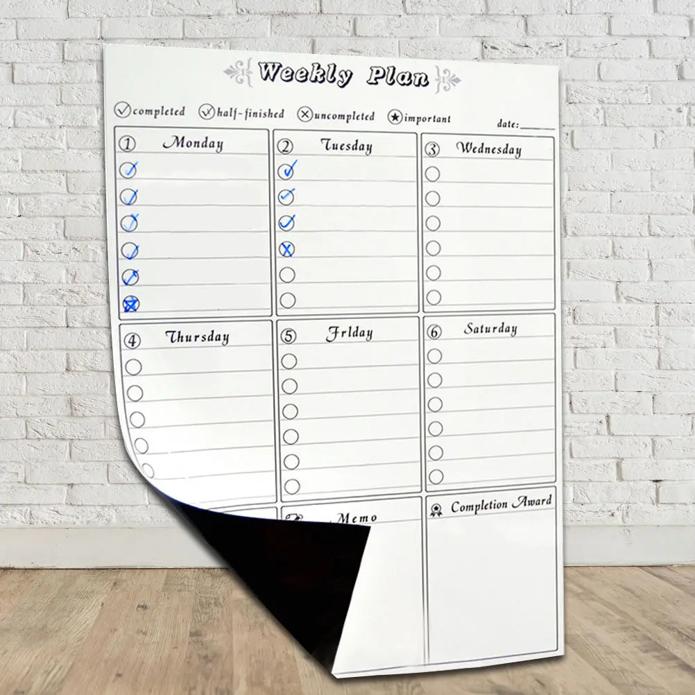 Magnetic Weekly Planner 9 Grid Refrigerator Dry Erase Whiteboard Reusable to-Do List Organizer