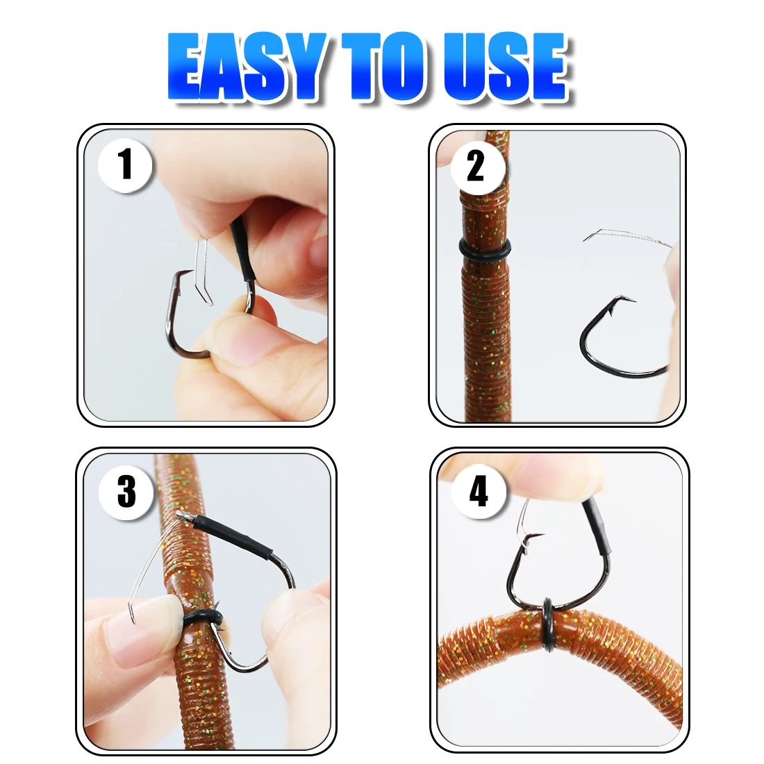 FishTrip Weedless Wacky Rig Hooks 25pcs Wide Gap Circle Soft Worm Bait Hook Nickle Plated Wacky Worm for Bass Fishing Neko Rig view 5