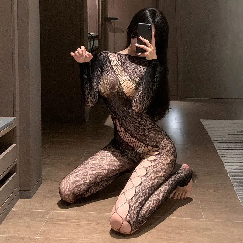 شفافة شبكة صيد السمك صافي Crotchless ارتداءها الجنس جريئة بدلة للجسم مفتوحة المنشعب جوارب طويلة المثيرة ازياء المرأة مثير شبكة الملابس الداخلية #2