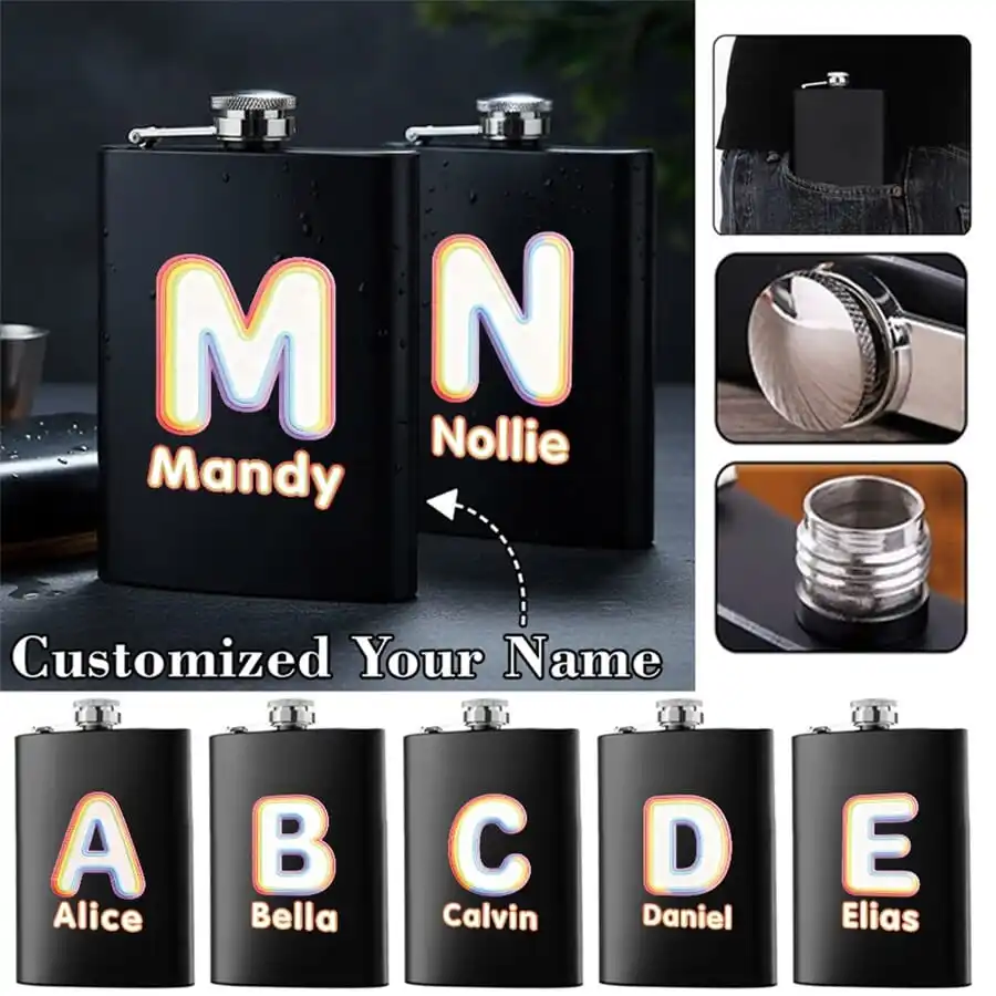 

Customized Name 8oz Hip Flask, Stainless Steel Liquor Bottle, Portable for Whiskey, Vodka, Outdoor Camping, Ideal Gift