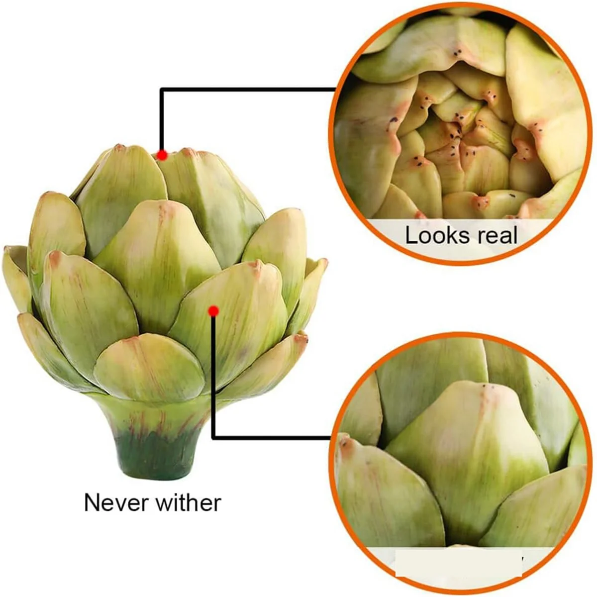 6Pack Artificial Artichoke Vegetables and Fruits for Home Wedding Party Table Decoration (Green)