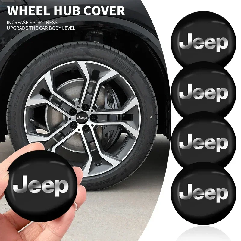 

4Pcs 56mm Aluminum Emblem Car Wheel Center Hub Caps Sticker For Jeep Grand Cherokee Wrangler JK Gladiator Compass Renegade Pa