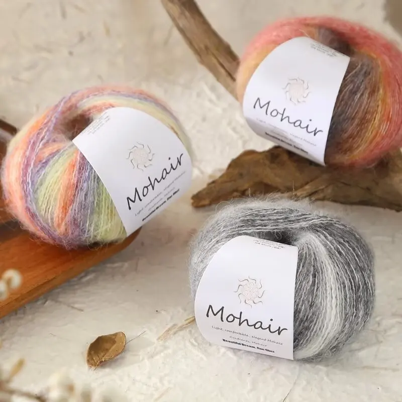 25g Gradient Mohair Soft Cotton Yarn DIY Crochet Hand Knitting Yarn Segment Dyed Wool Yarn For Baby Sweater Hat Scarf